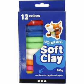 Modelling Clay, assorted colours, 200 g/ 1 pack [HOB-786950]