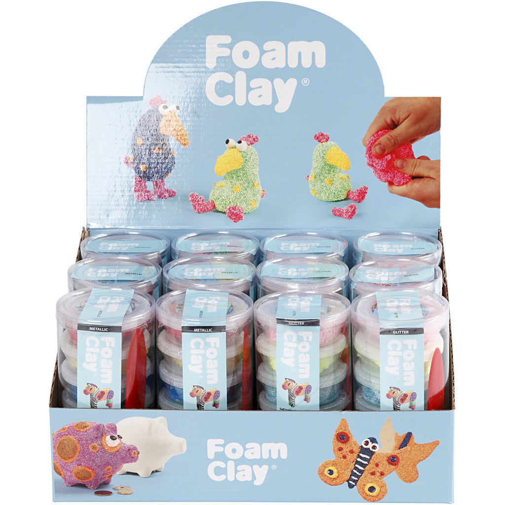 Foam Clay®, glitter colours, metallic colours, 12 set/ 1 pack [HOB-78720]