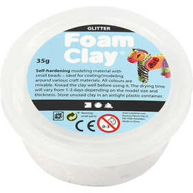 Foam Clay®, glitter, white, 35 g/ 1 tub [HOB-78813]