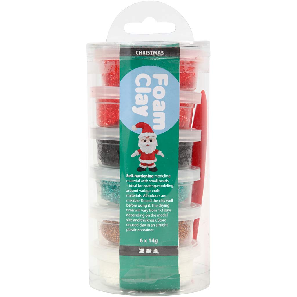 Foam Clay®, christmas colours, 6x14 g/ 1 pack [HOB-78844]