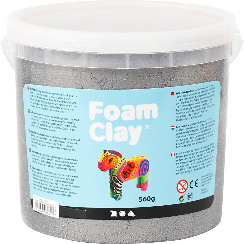 Foam Clay®, metallic, silver, 560 g/ 1 bucket