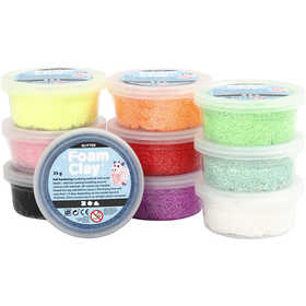 Foam Clay®, glitter, assorted colours, 10x35 g/ 1 pack [HOB-78890]