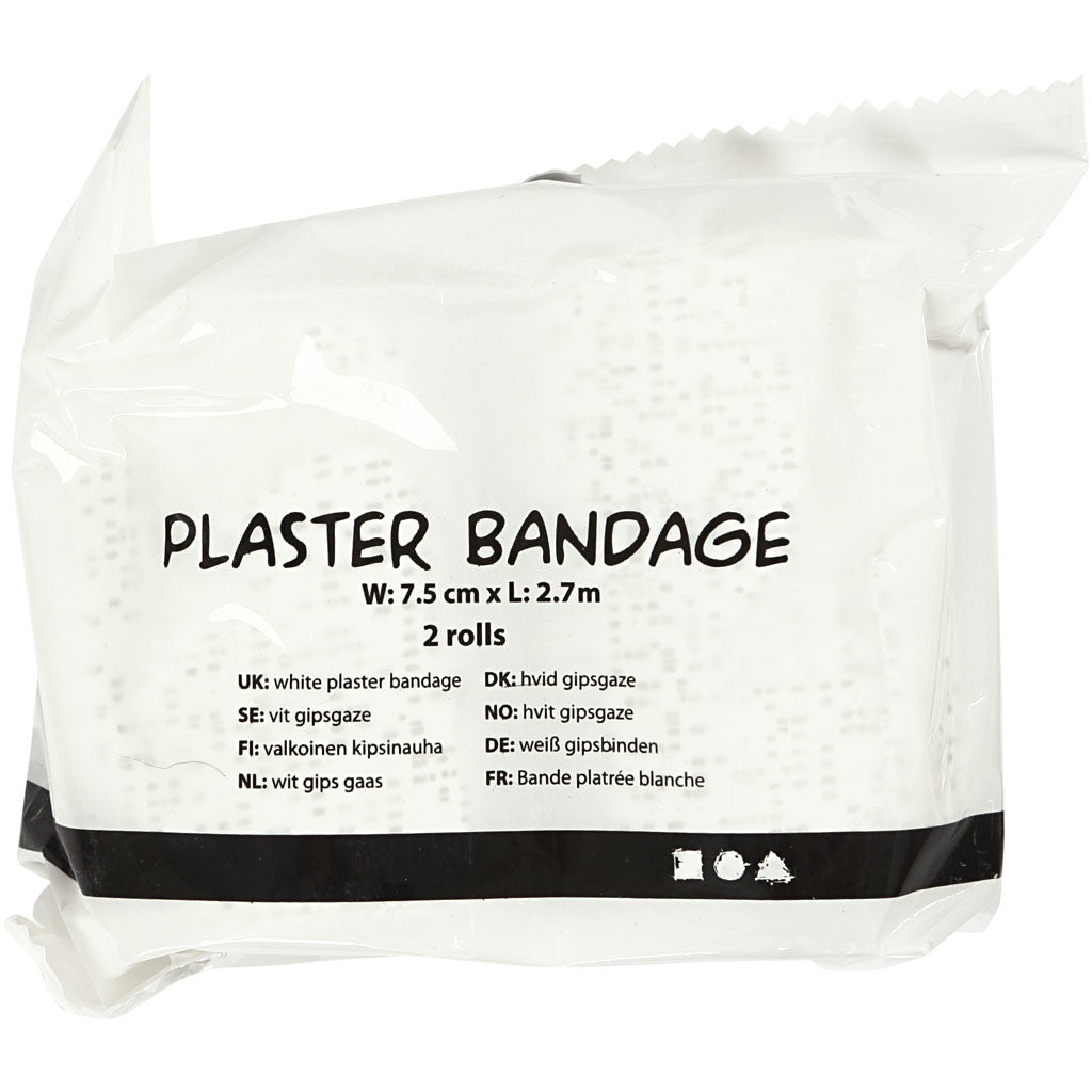 Plaster Gauze, L: 2,7 M, W: 7,5 cm, white, 2 roll/ 1 pack [HOB-78913]