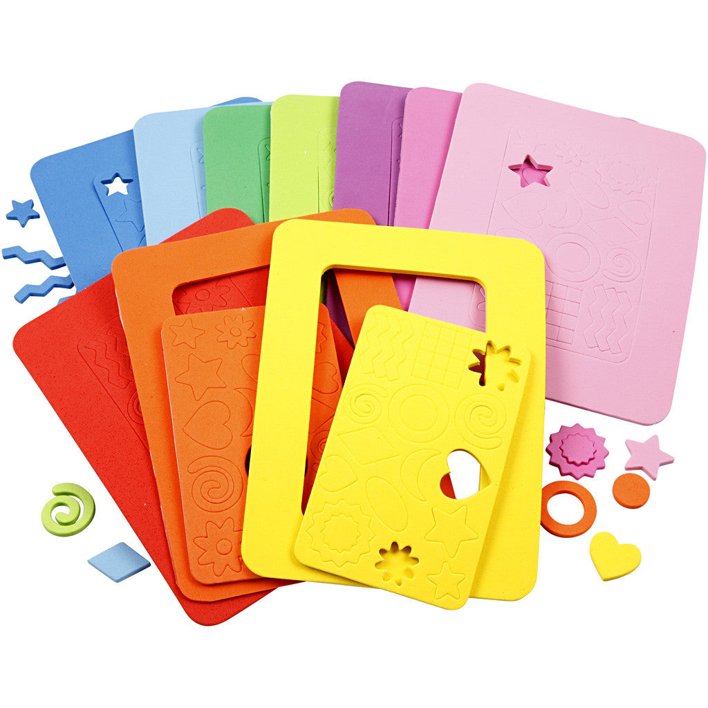 Foam Photo Frames, size 13x18 cm, 10 asstd./ 1 pack [HOB-790240]