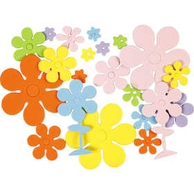 Foam Stickers, Flowers, size 10-60 mm, thickness 2 mm, 670 pc/ 1 pack [HOB-79063]