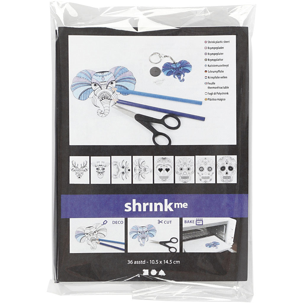 Shrink plastic sheets with motifs, sheet 10,5x14,5 cm, thickness 0,3 mm, matt transparent, 36 sheet/ 1 pack [HOB-79069]