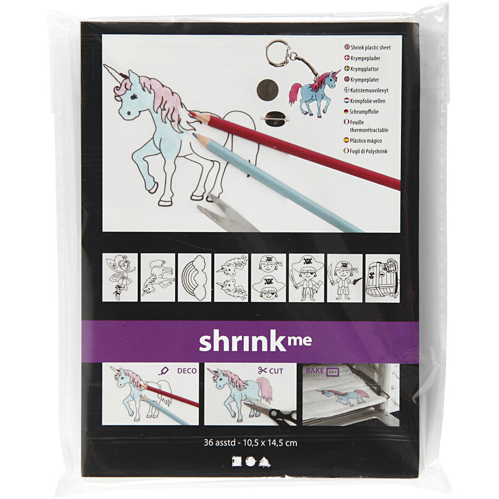 Shrink plastic sheets with motifs, sheet 10,5x14,5 cm, thickness 0,3 mm, 36 sheet/ 1 pack [HOB-79072]