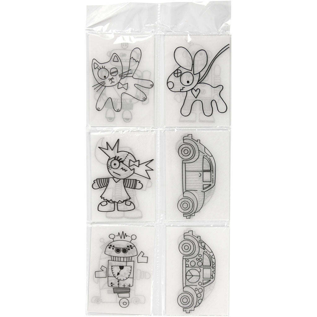 Shrink plastic sheets with motifs, sheet 10,5x14,5 cm, thickness 0,3 mm, matt transparent, 36 sheet/ 1 pack [HOB-79077]