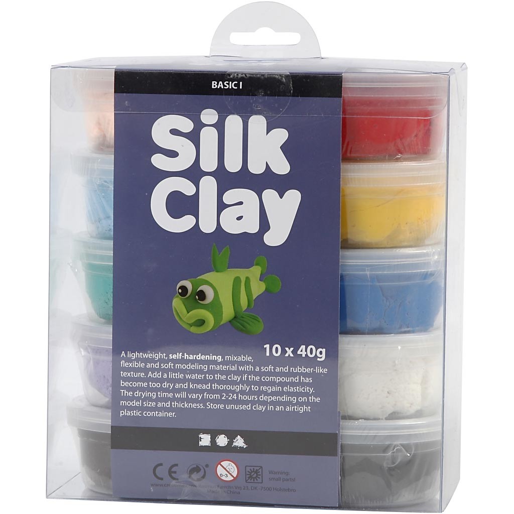 Silk Clay®, Basic 1, assorted colours, 10x40 g/ 1 pack [HOB-79143]
