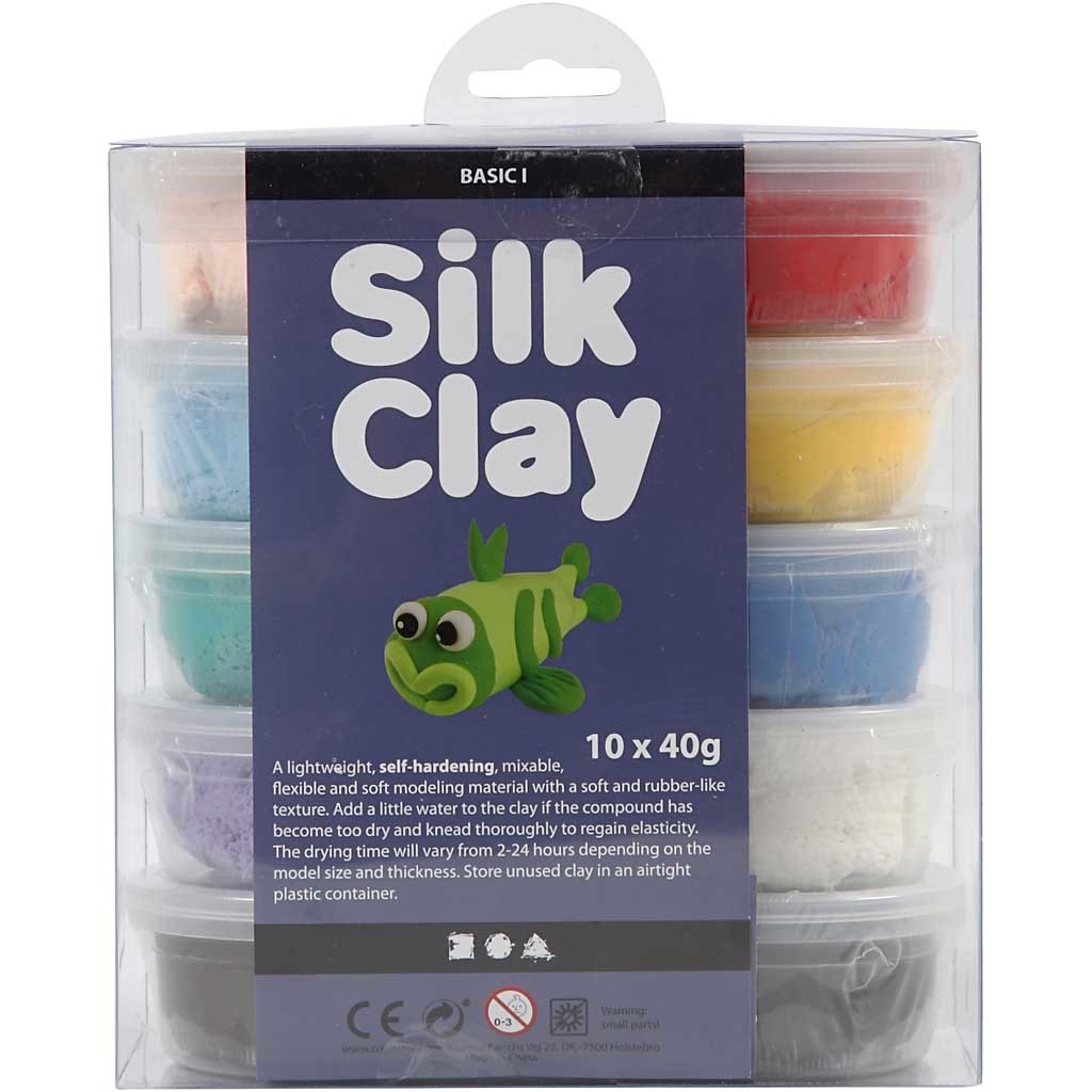 Silk Clay®, Basic 1, assorted colours, 10x40 g/ 1 pack [HOB-79143]