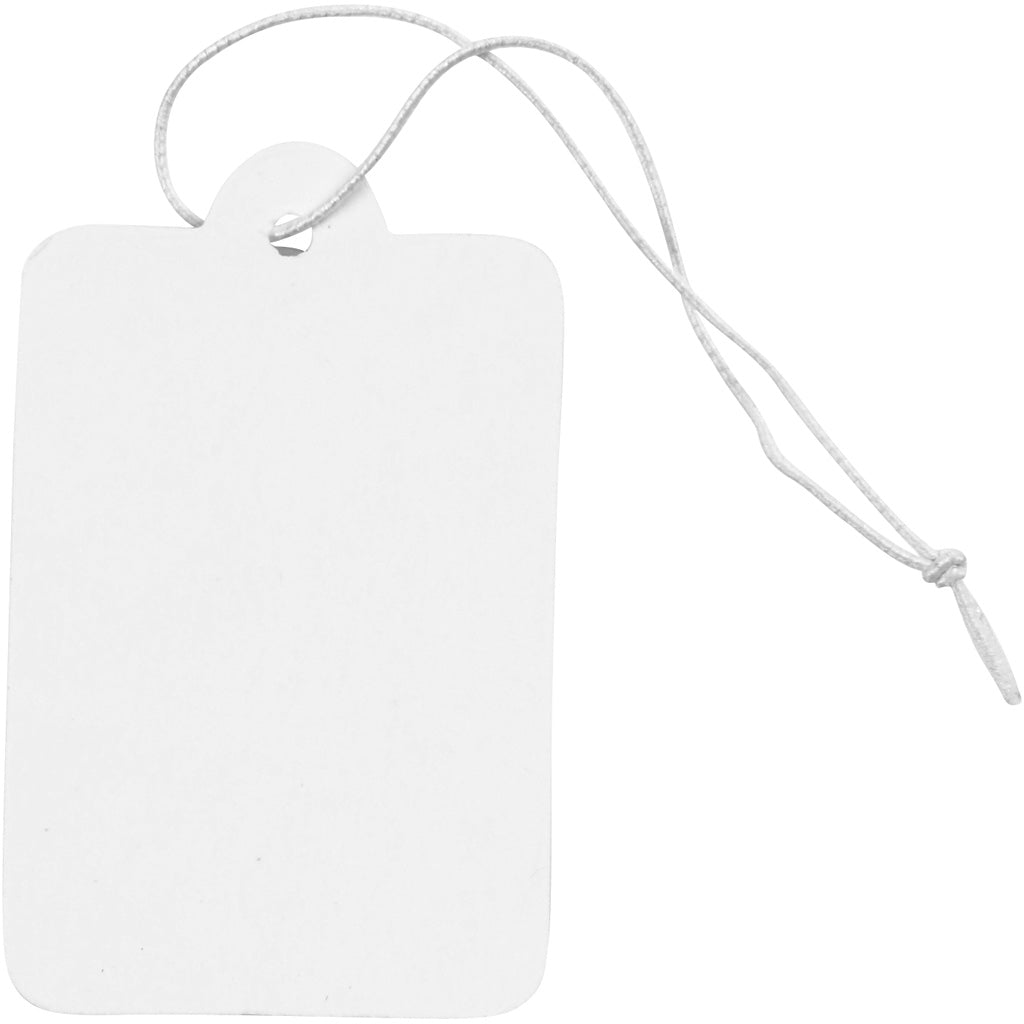 Gift Tags, size 25x40 mm, white, 100 pc/ 1 pack [HOB-01272]