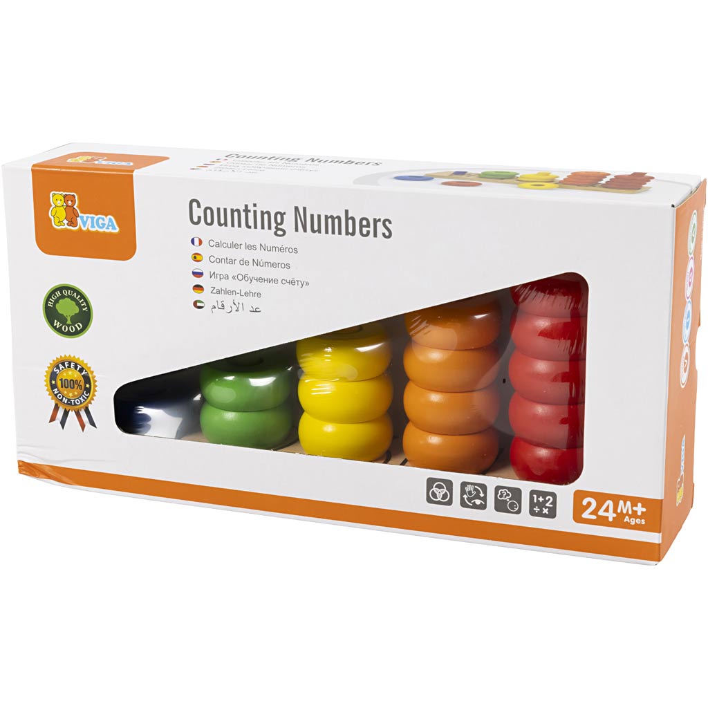 VIGA counting board, size 25x12x6 cm, 1 pc [HOB-901164]