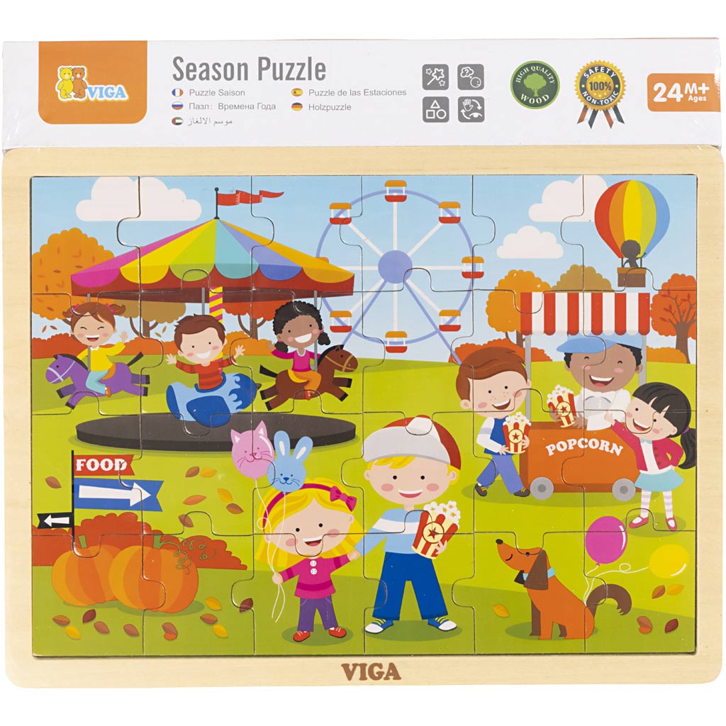 VIGA easonsVIGA wooden jigsaw puzzle, the seasons, autumn, size 30x22,5 cm, 24 puzzle pieces, 1 pc [HOB-901167]