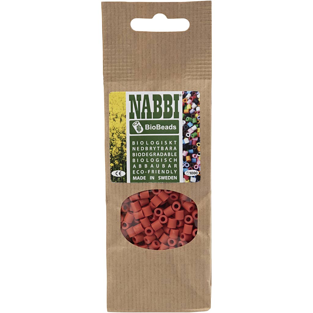 NABBI BioBeads, size 5x5 mm, hole size 2,5 mm, medium, light red, 1000 pc/ 1 pack [HOB-9067646]
