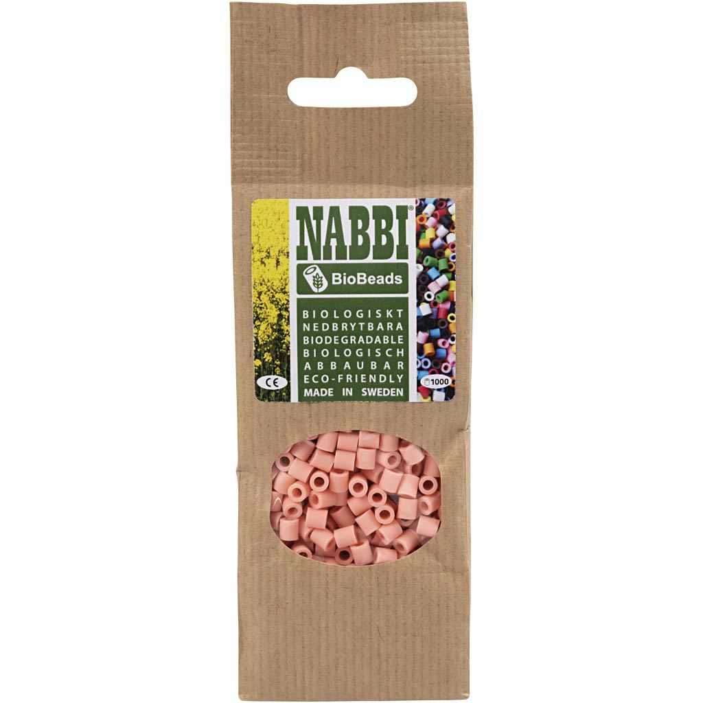 NABBI BioBeads, size 5x5 mm, hole size 2,5 mm, medium, salmon (051), 1000 pc/ 1 pack [HOB-9067648]