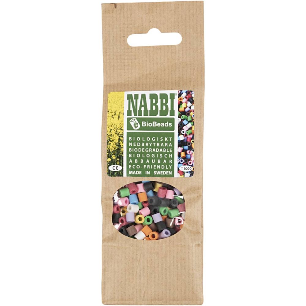 NABBI BioBeads, size 5x5 mm, hole size 2.5 mm, medium, assorted colours, 1000 pc/ 1 pack [HOB-9067710]