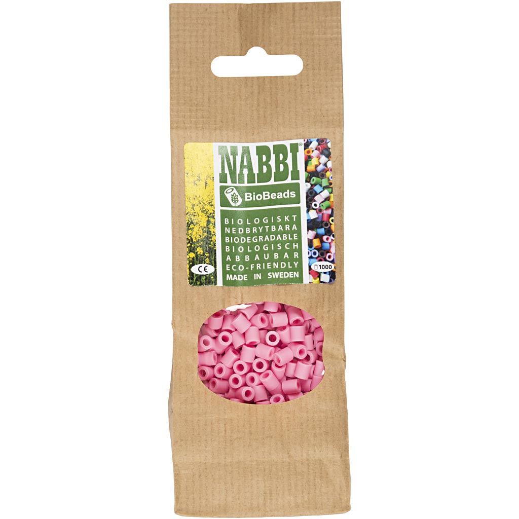 NABBI BioBeads, size 5x5 mm, hole size 2.5 mm, medium, rose, 1000 pc/ 1 pack [HOB-9067760]