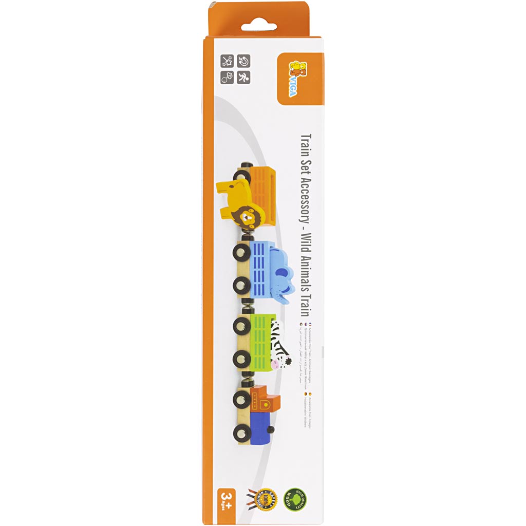 VIGA railway accessories, Train with animal figures, 7 parts/ 1 set [HOB-907748]