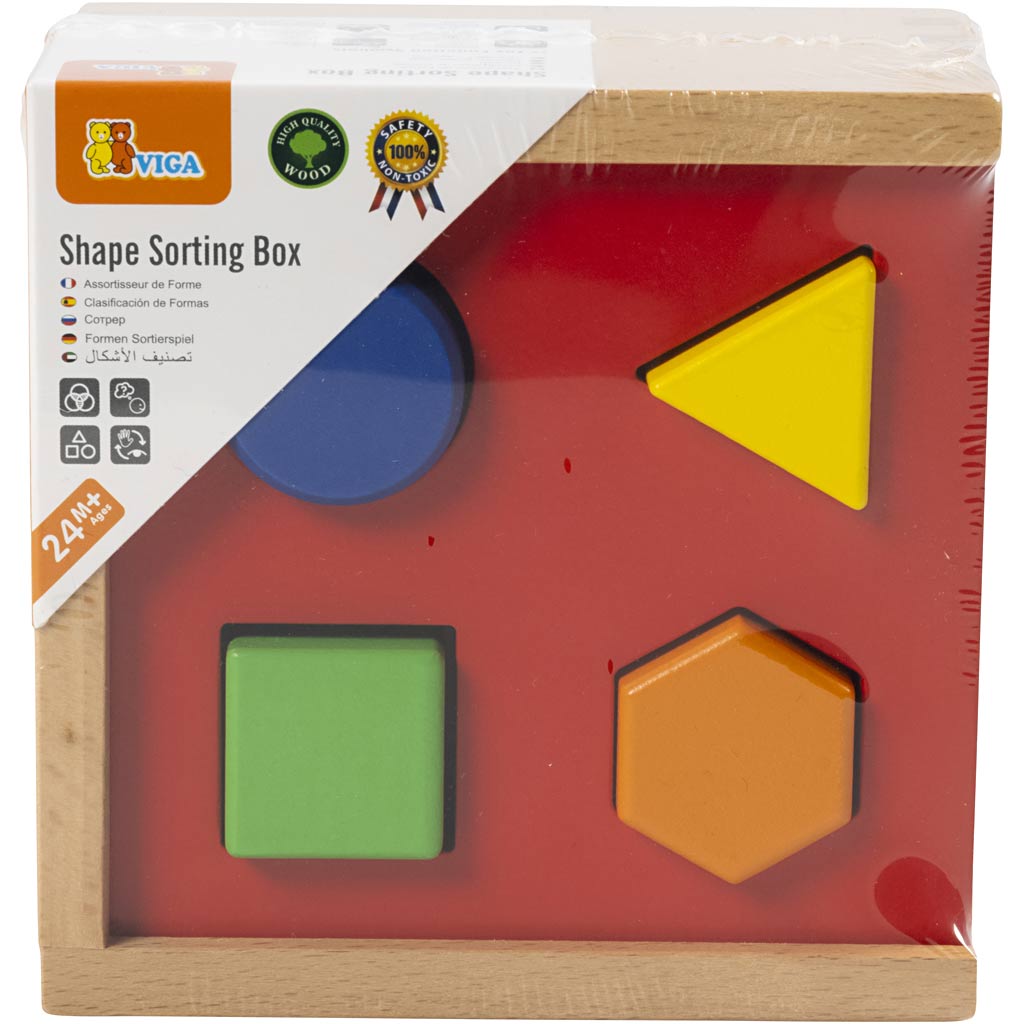 VIGA wooden shape sorter, size 13x13x8 cm, 1 pc [HOB-907773]