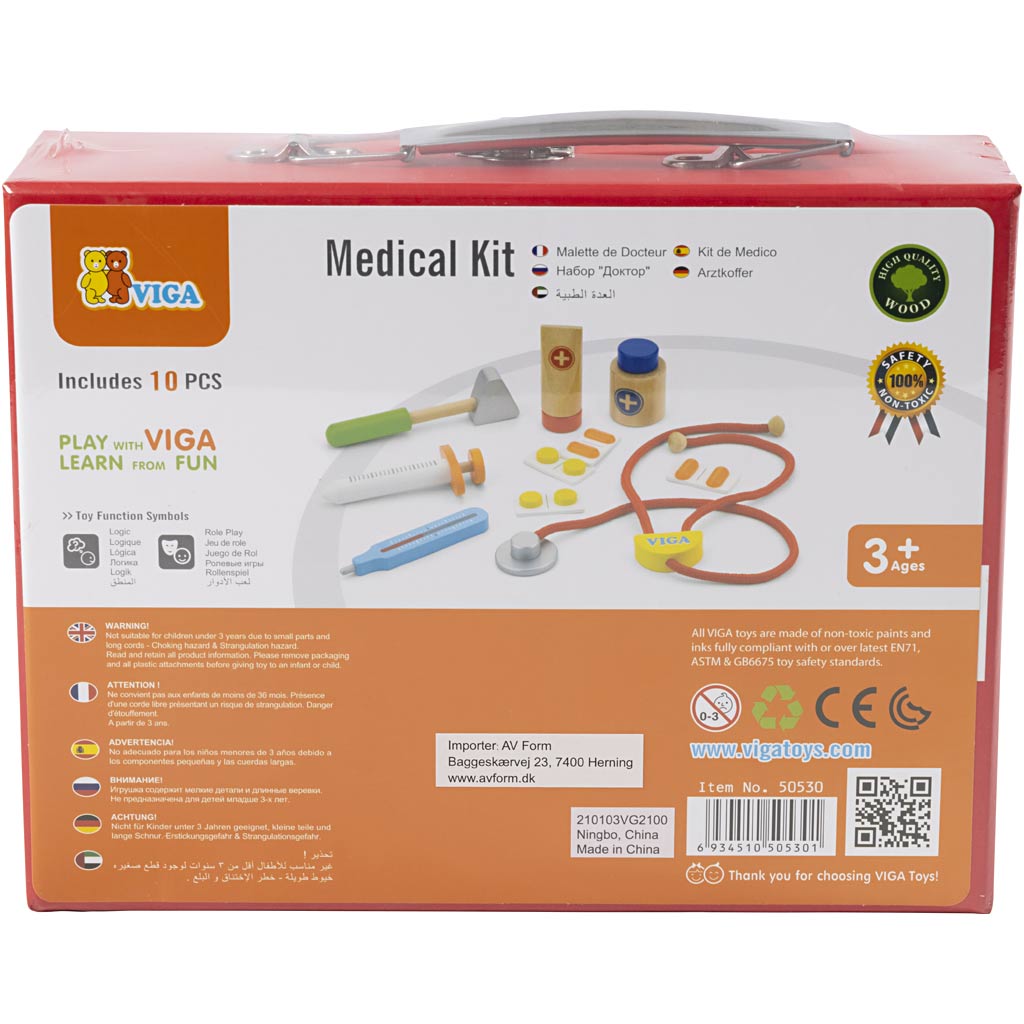 VIGA wooden doctor playset, 11 parts/ 1 set [HOB-908492]