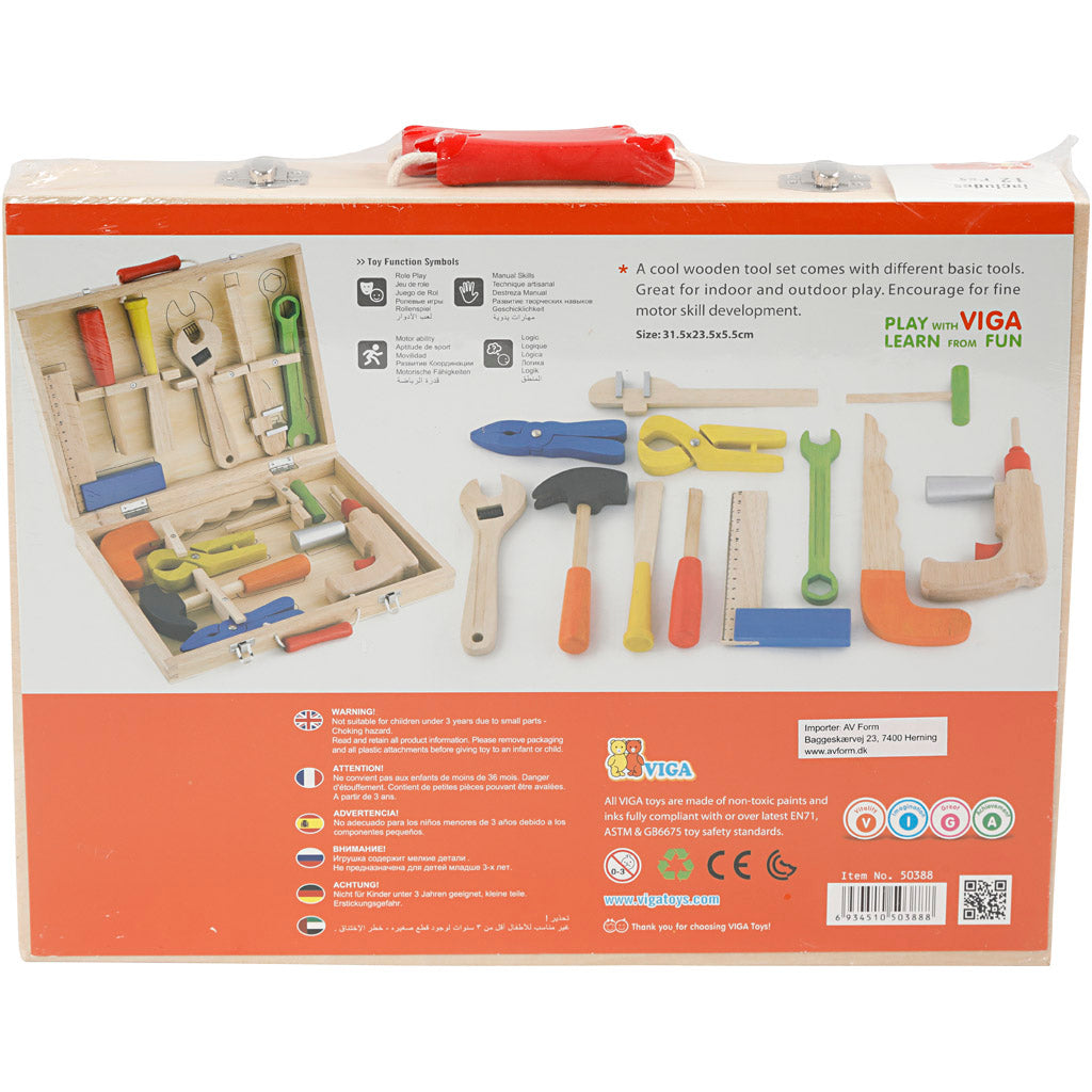 VIGA wooden toolbox, size 24x32 cm, 12 parts/ 1 set [HOB-908493]