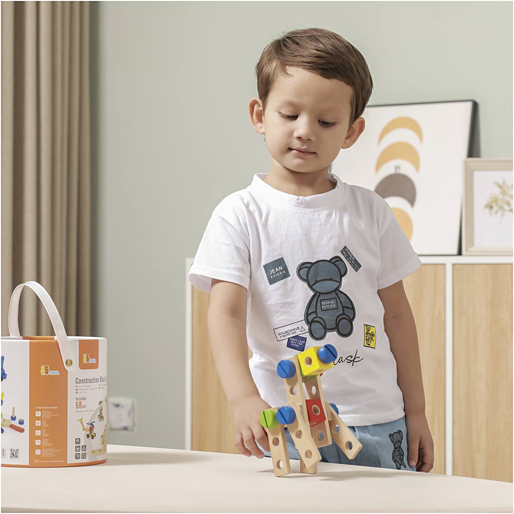 VIGA wooden building blocks, 68 parts/ 1 set [HOB-908495]