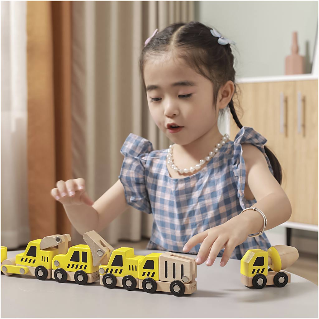 VIGA mini cars, Diggers and construction vehicles, size 7-9 cm, 6 parts/ 1 set [HOB-908496]