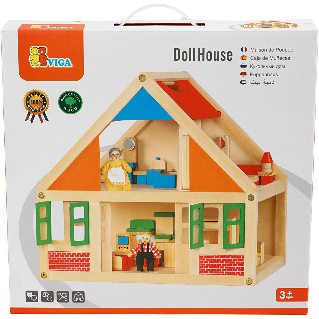 VIGA wooden doll's house, size 43x40x27 cm, 1 pc [HOB-908523]
