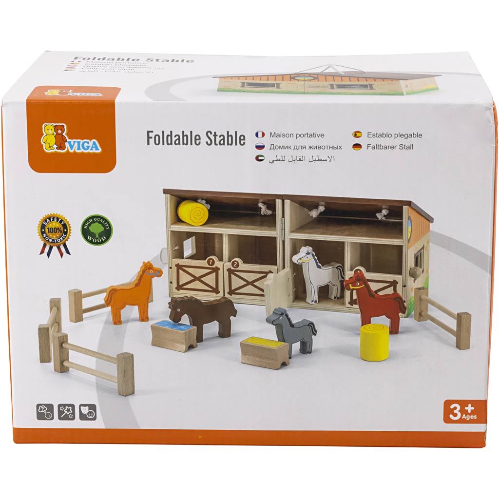 VIGA toy horse stable, size 24,5x16,5x15 cm, 1 pack [HOB-908591]