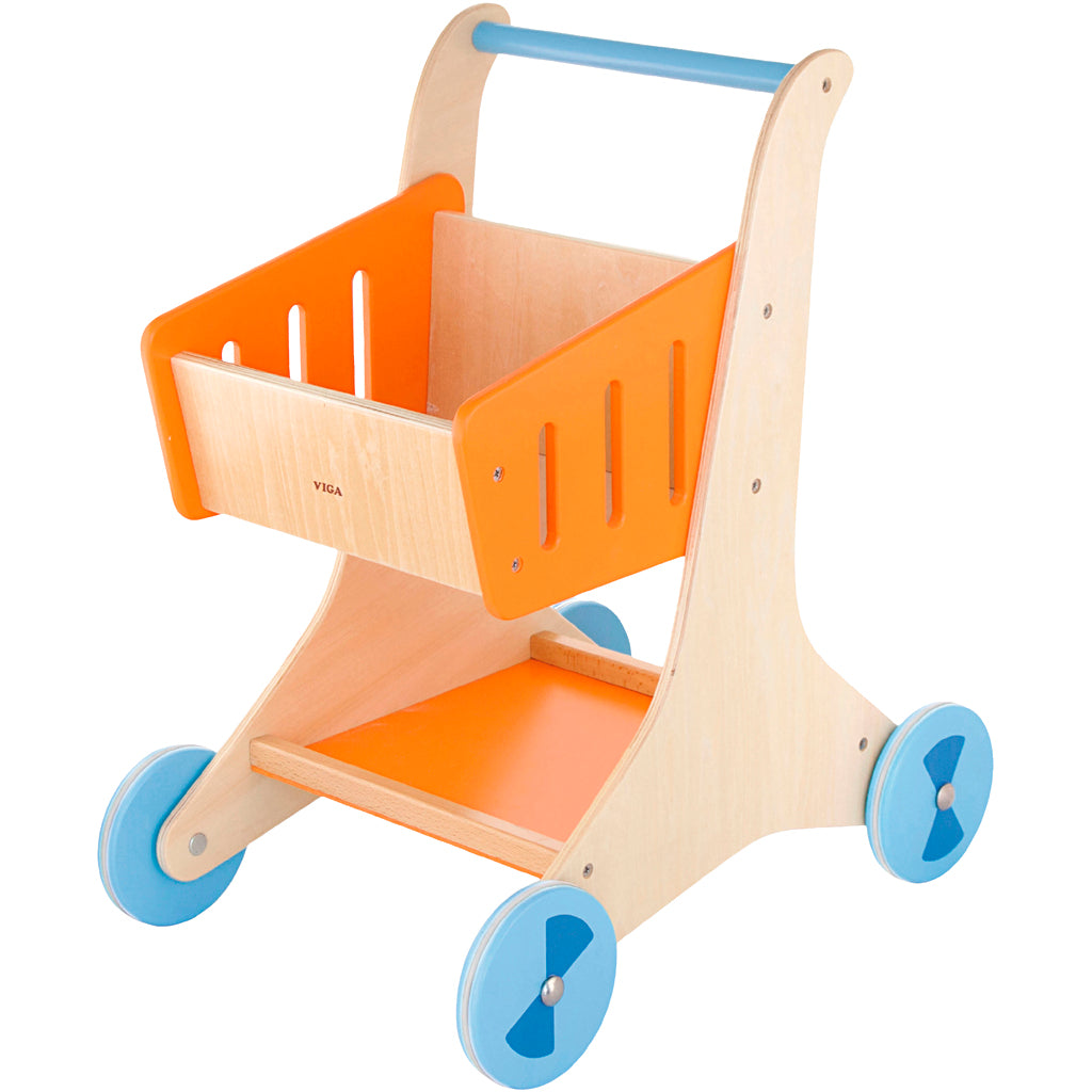 VIGA wooden shopping trolley, size 48x30x41,5 cm