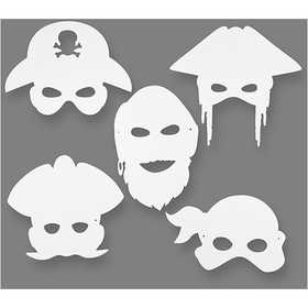 Pirate Masks, H: 16-26 cm, W: 17,5-26,5 cm, 230 g, white, 16 pc/ 1 pack [HOB-95212]