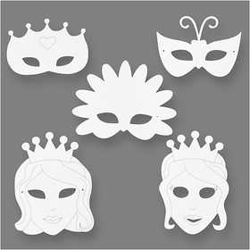 Fairy Tale Masks, H: 13,5-25 cm, W: 17-25 cm, 230 g, white, 16 pc/ 1 pack [HOB-95214]