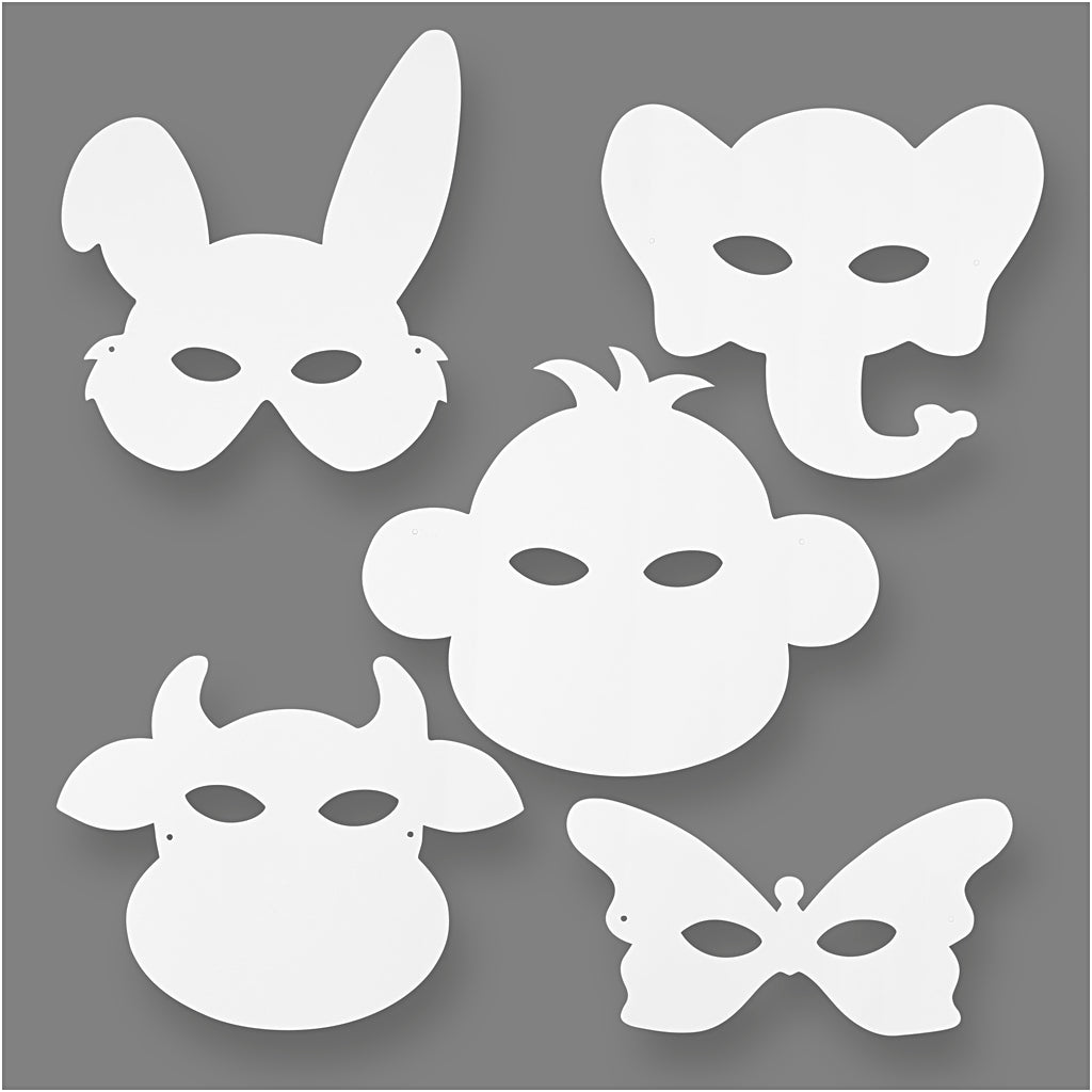 Card Masks, H: 15-22 cm, W: 24-25 cm, white, 192 pc/ 1 pack [HOB-95273]