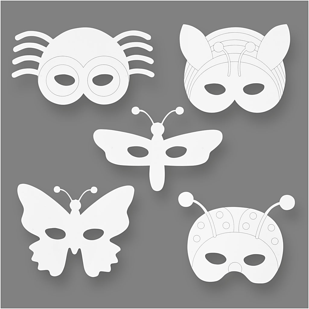 Card Masks, H: 15-22 cm, W: 24-25 cm, white, 192 pc/ 1 pack [HOB-95273]
