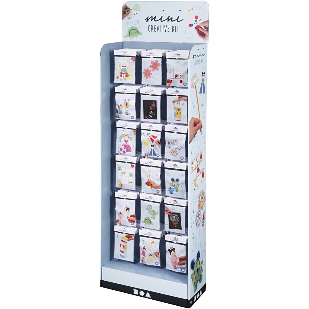Floor display with Mini Craft Kit, H: 1500 mm, W: 580 mm, white, 108 set/ 1 pack [HOB-97720]