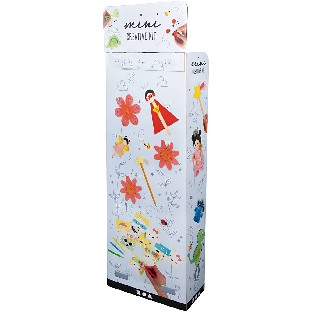 Floor display with Mini Craft Kit, H: 1500 mm, W: 580 mm, white, 108 set/ 1 pack [HOB-97720]