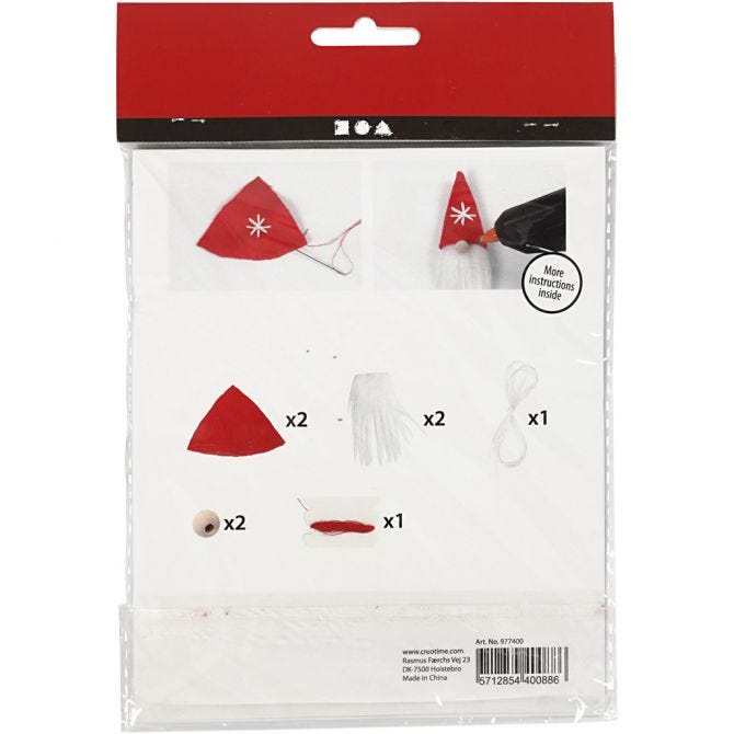 Mini Craft Kit, Christmas gnome, H: 13 cm, grey mixture, 1 pack [HOB-977428]