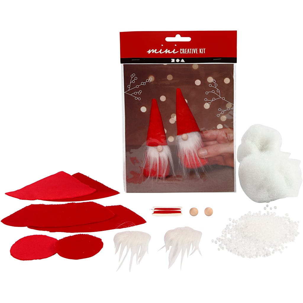 Mini Craft Kit, Christmas gnome, H: 12 cm, red, 1 pack [HOB-977401]