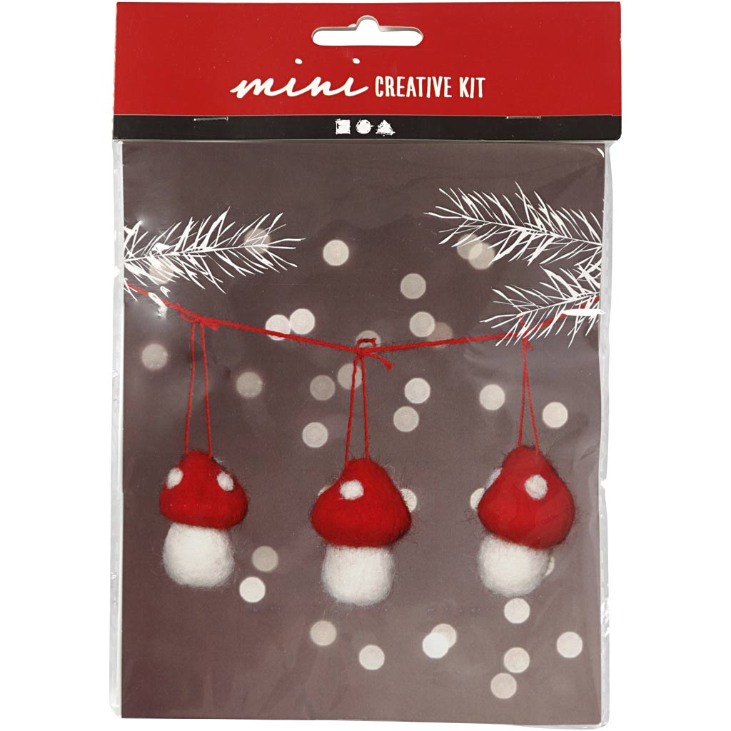 Mini Craft Kit, hanging toadstools on a string, H: 5.5 cm