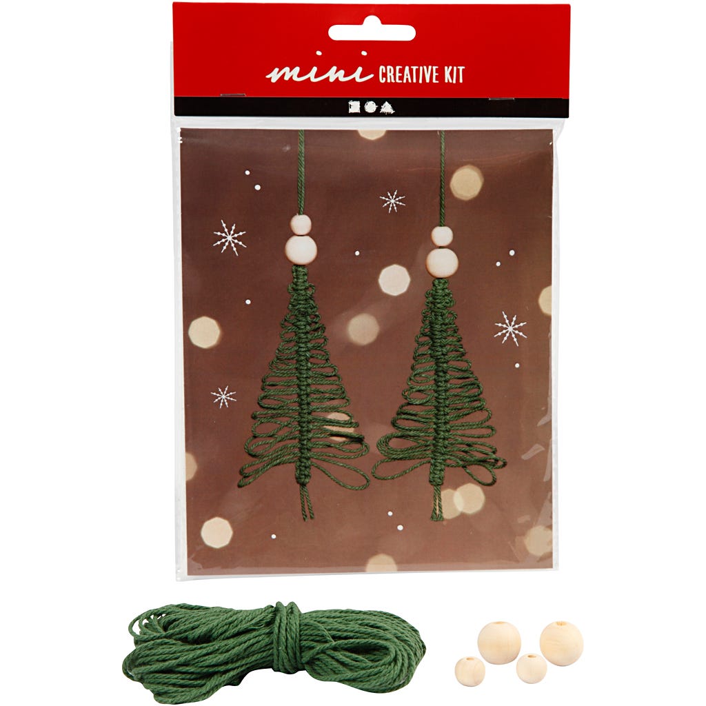 Mini Craft Kit, macramé Christmas tree, H: 11 cm, 1 pack [HOB-977411]
