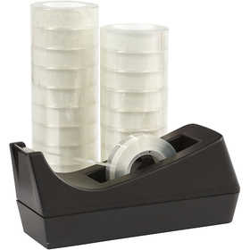 Desk Tape Dispenser and Tape, W: 15 mm, 1 set [HOB-99117]
