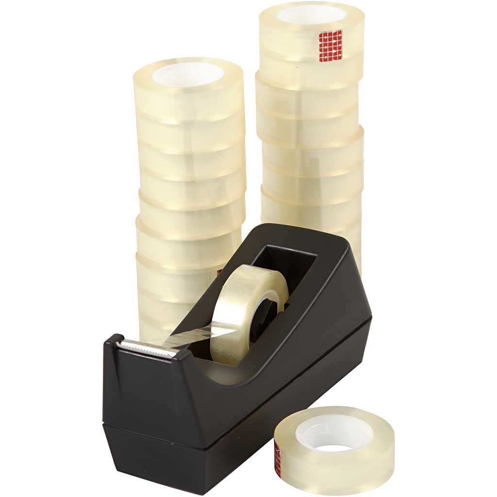 Desk Tape Dispenser and Tape, W: 15 mm, 1 set [HOB-99117]