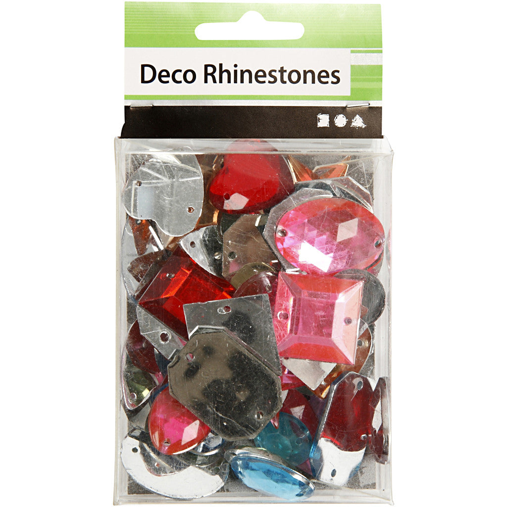 Rhinestones, size 10-17 mm, ca. 50 pc, assorted colours, 15 g/ 1 pack [HOB-992271]