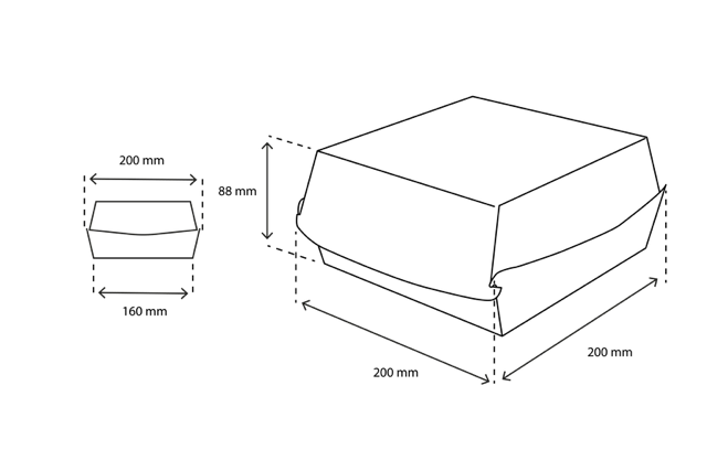 Menubox / Hamburger Tray 20x8,8x20 cm FSC®Mix kraft (300 pcs) [TK-9987220]