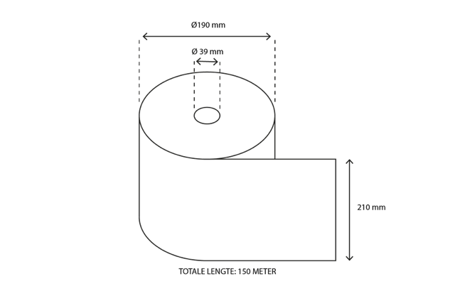 Towel Roll Matic 2 ply 150 meter Ø21cm 100% cellulose White T7 (6 pcs) [TK-9987469]