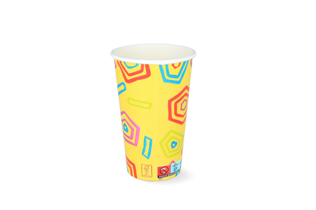 Milkshake cup Carton medium 450ml Ø9 cm 16oz Yellow FSC®Mix (500 pcs) [TK-9987534]