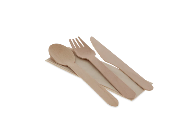 Wooden cutlery set 4/1 knife + Fork + spoon + Napkin FSC (250 pcs) [TK-9987658]