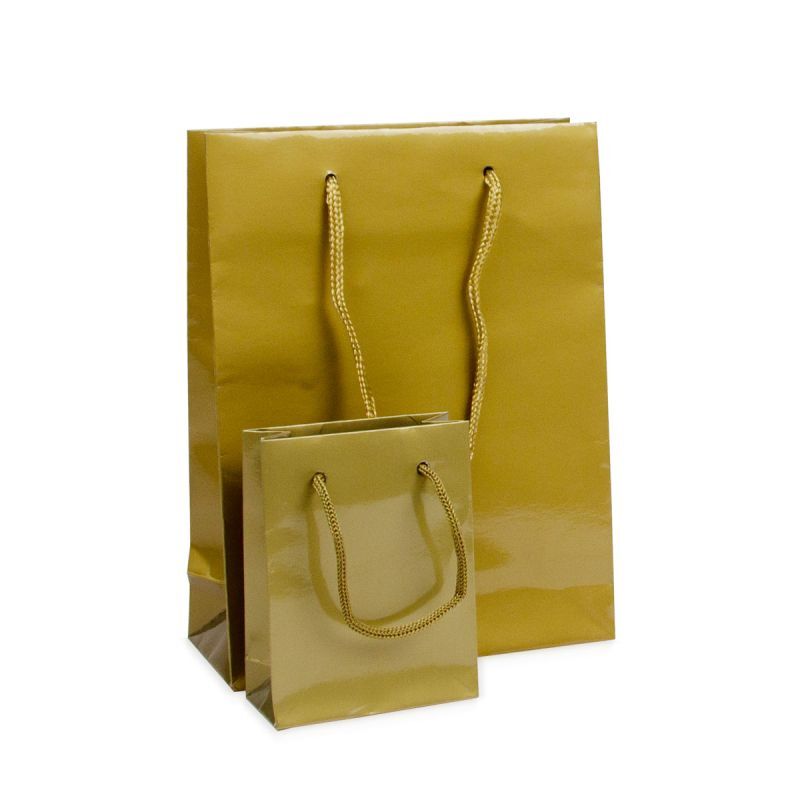 Glossy Carrier Bags 10+4,5x13cm Gold (250 pcs) [FP-DPK032]