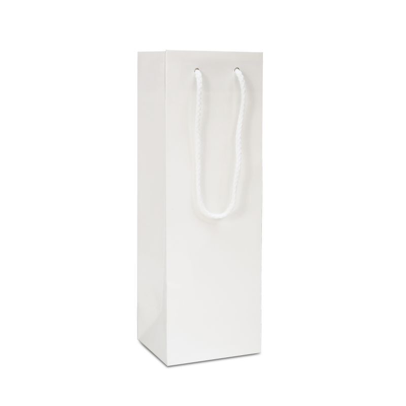 Luxury paper wine bottle bags - Glossy 12+10x35cm White (100 pcs) [FP-DPK043W]