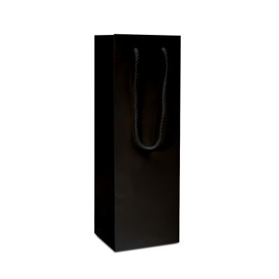 Luxury paper wine bottle bags - Glossy 12+10x35cm Black (100 pcs) [FP-DPK044W]